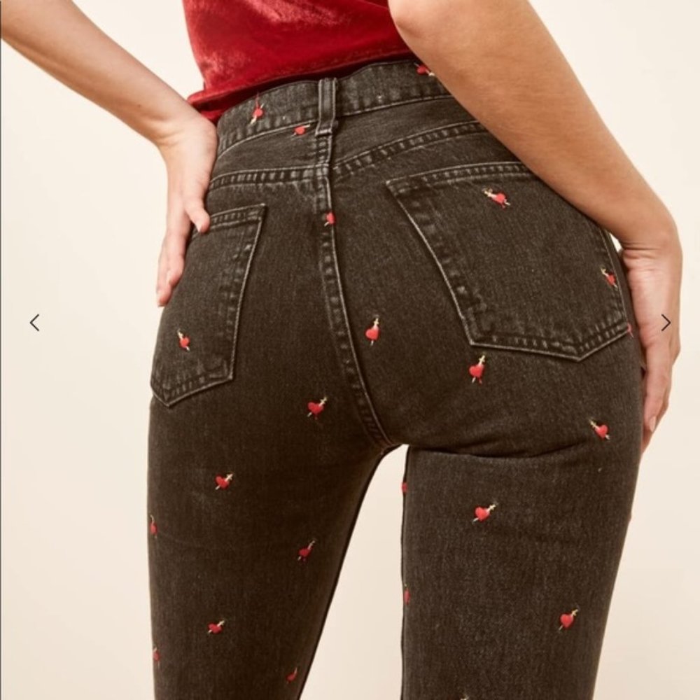 Reformation Bleeding Heart Embroidered Jeans